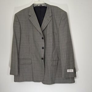 Pronto-Uomo Classic Checkered 100% Wool Blazer, Size 54 REG